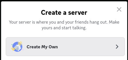 Discord create or join a server menu